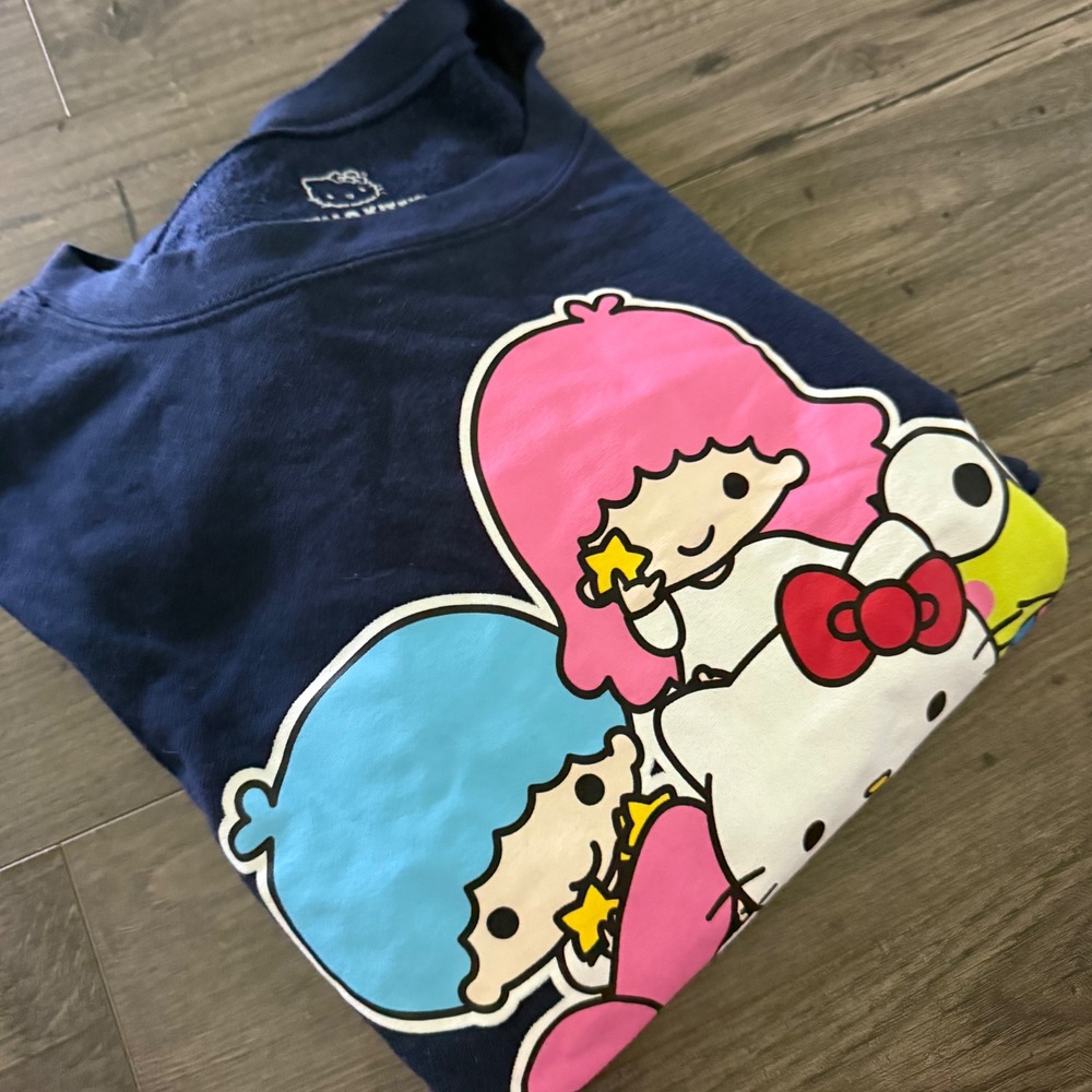 Hello Kitty and Friends Sanrio Navy Blue Graphic Sweatshirt XL Crewneck Pullover